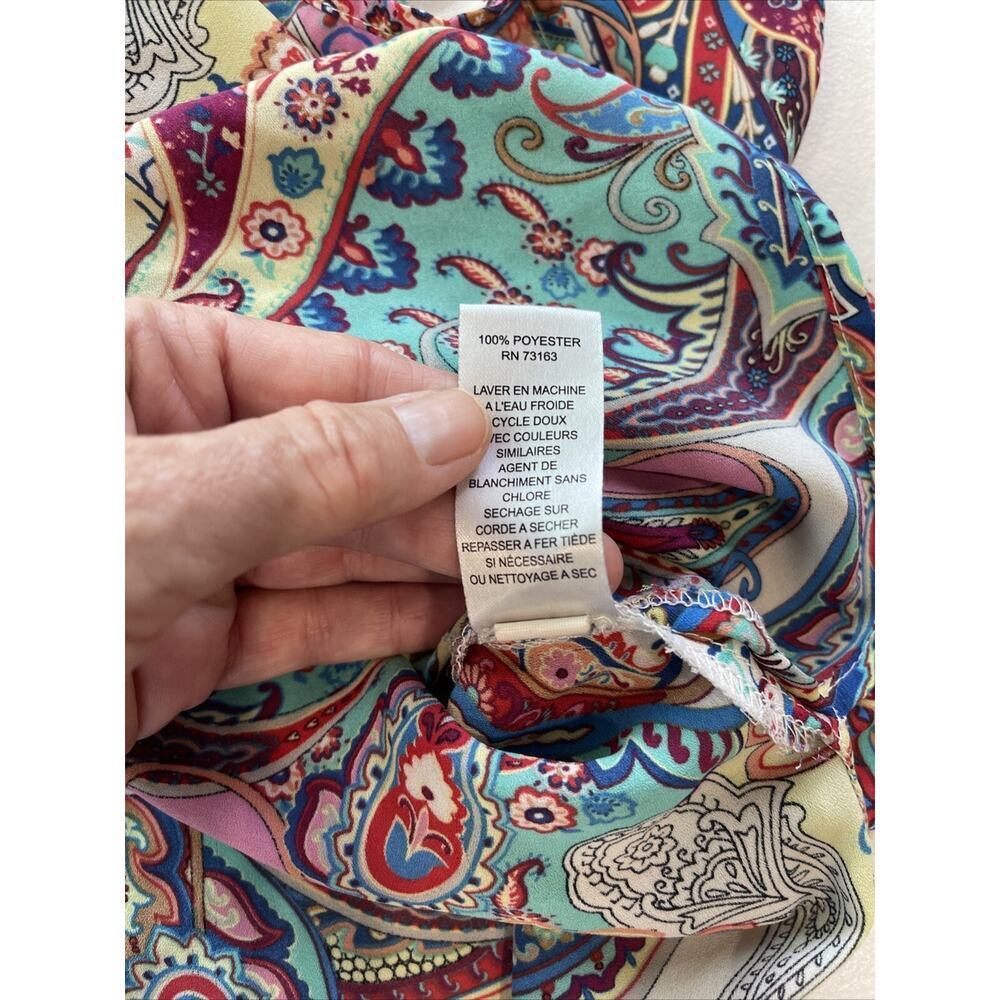 Spense Top Women 2XL Multicolor Paisley Tunic Button Up Sleeveless Shirt FLAW - Picture 11 of 11